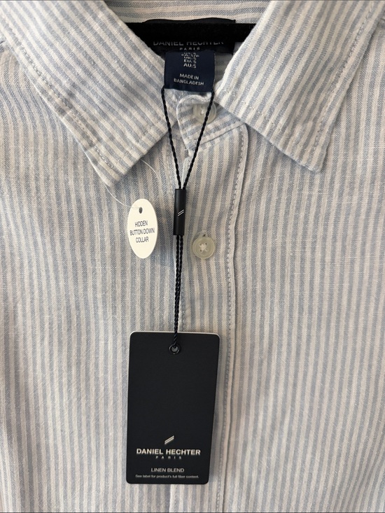 Daniel Hechter Other - New Daniel Hechter Men's Blue and White Stripe Linen-Blend Button-Down Shirt S